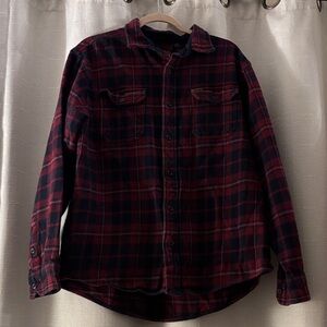 Orvis heavyweight cotton flannel shirt red & navy plaid - men’s Xl